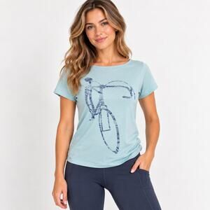 M by Novara Cap Sleeve Bicycle T-Shirt Women's Size S Light Teal Zip Pocket Bike